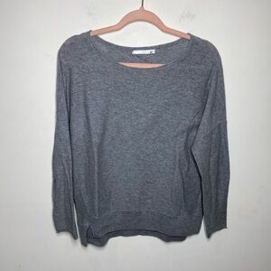 Helmut Lang Gray Oversized Boatneck Dolman Sleeve Sweater